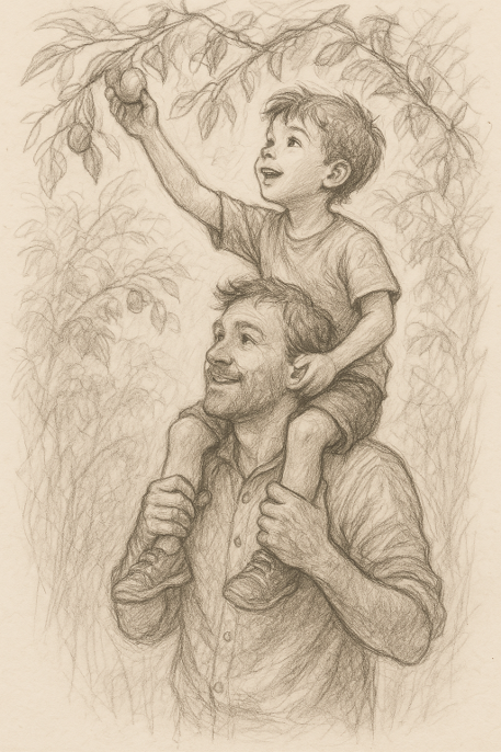 Father and son illustration